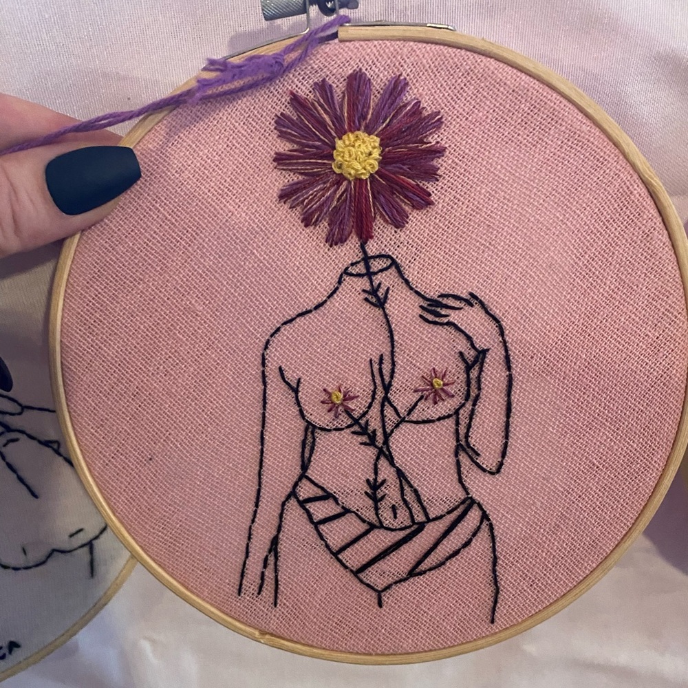 Floral Embroidered Wall Art